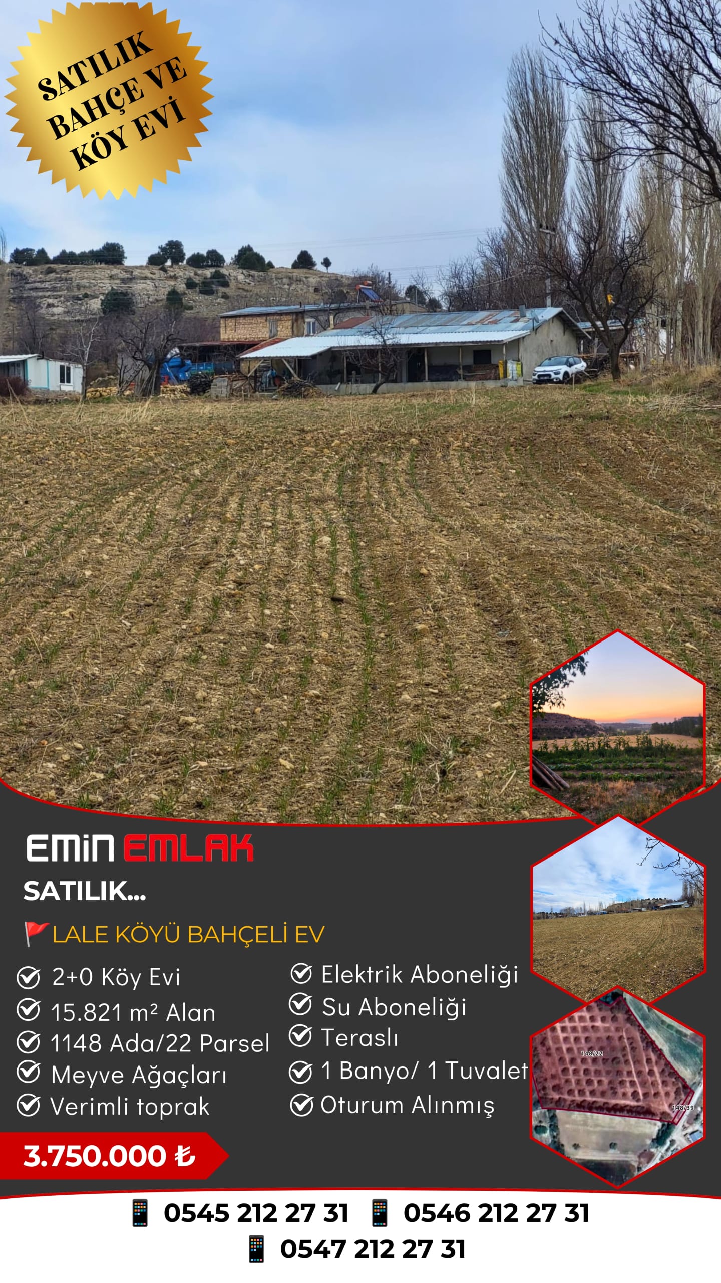 LALE KÖYÜNDE SATILIK BAHÇELİ KÖY EVİ