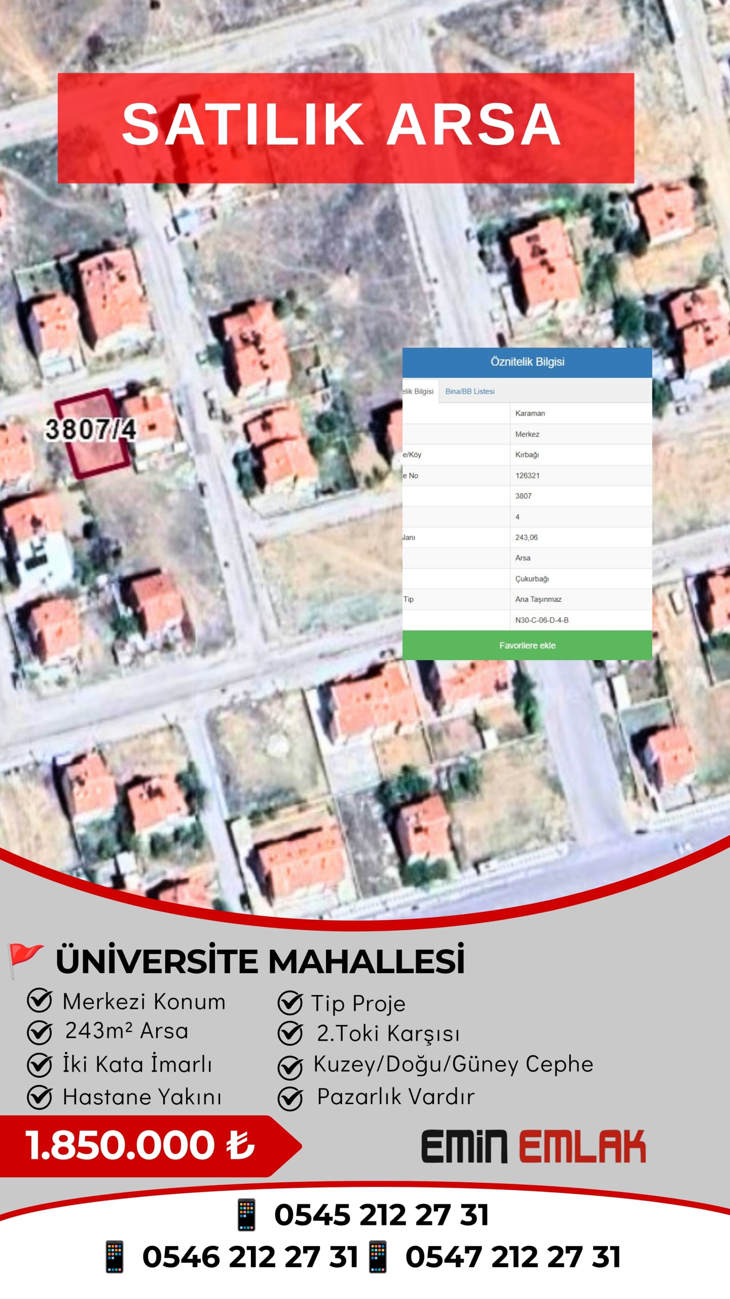 ÜNİVERSİTE MAHALLESİ SATILIK ARSA