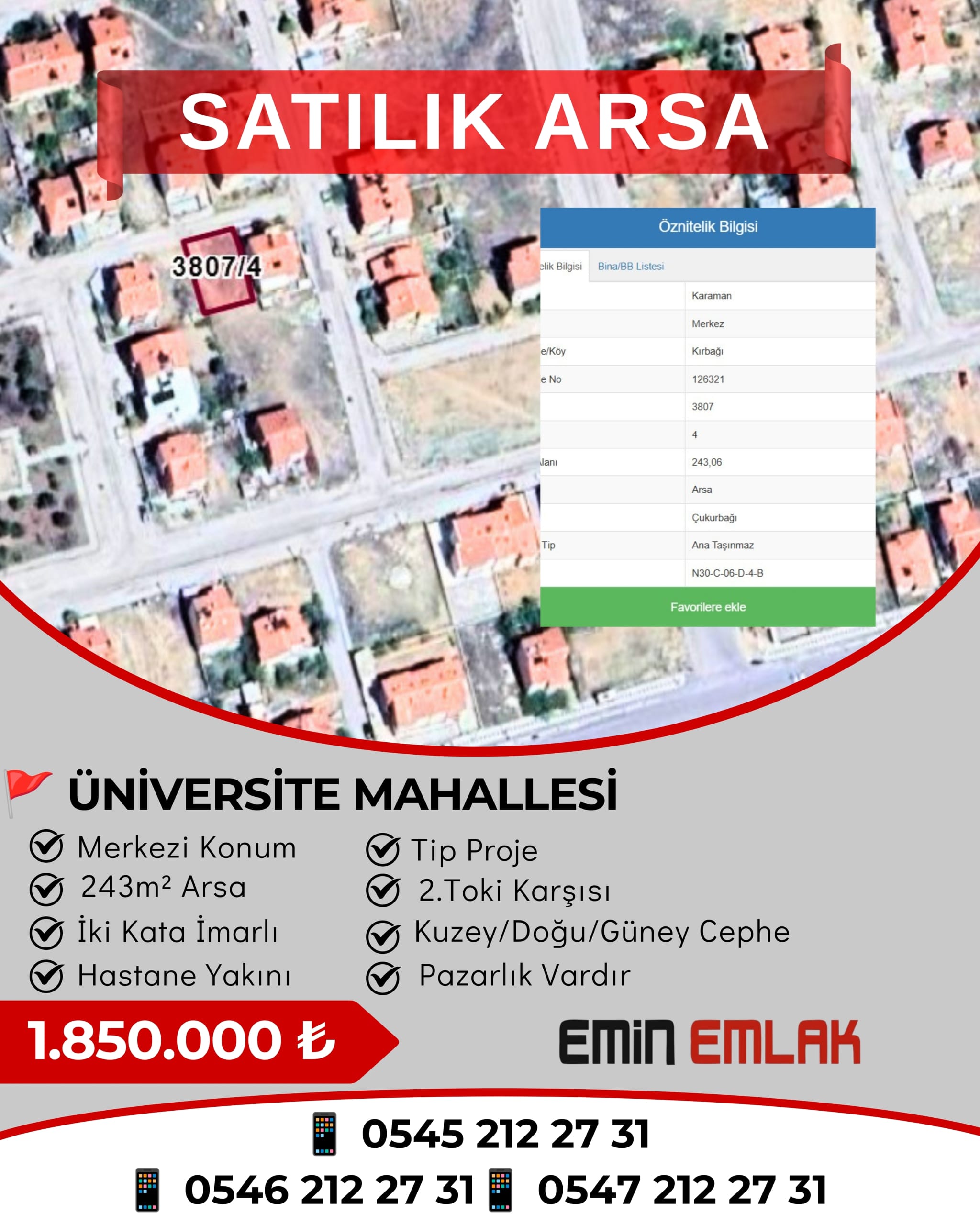 ÜNİVERSİTE MAHALLESİ SATILIK ARSA