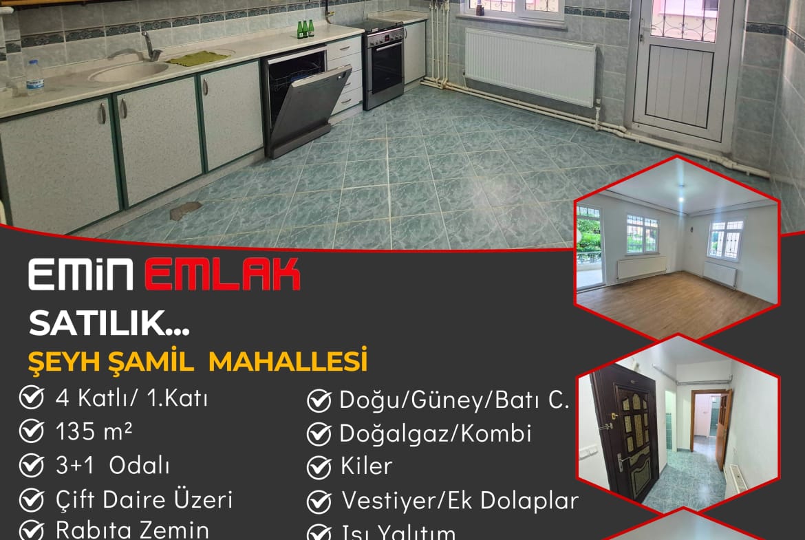 ŞEYH ŞAMİL MAHALLESİ 3+1 SATILIK DAİRE